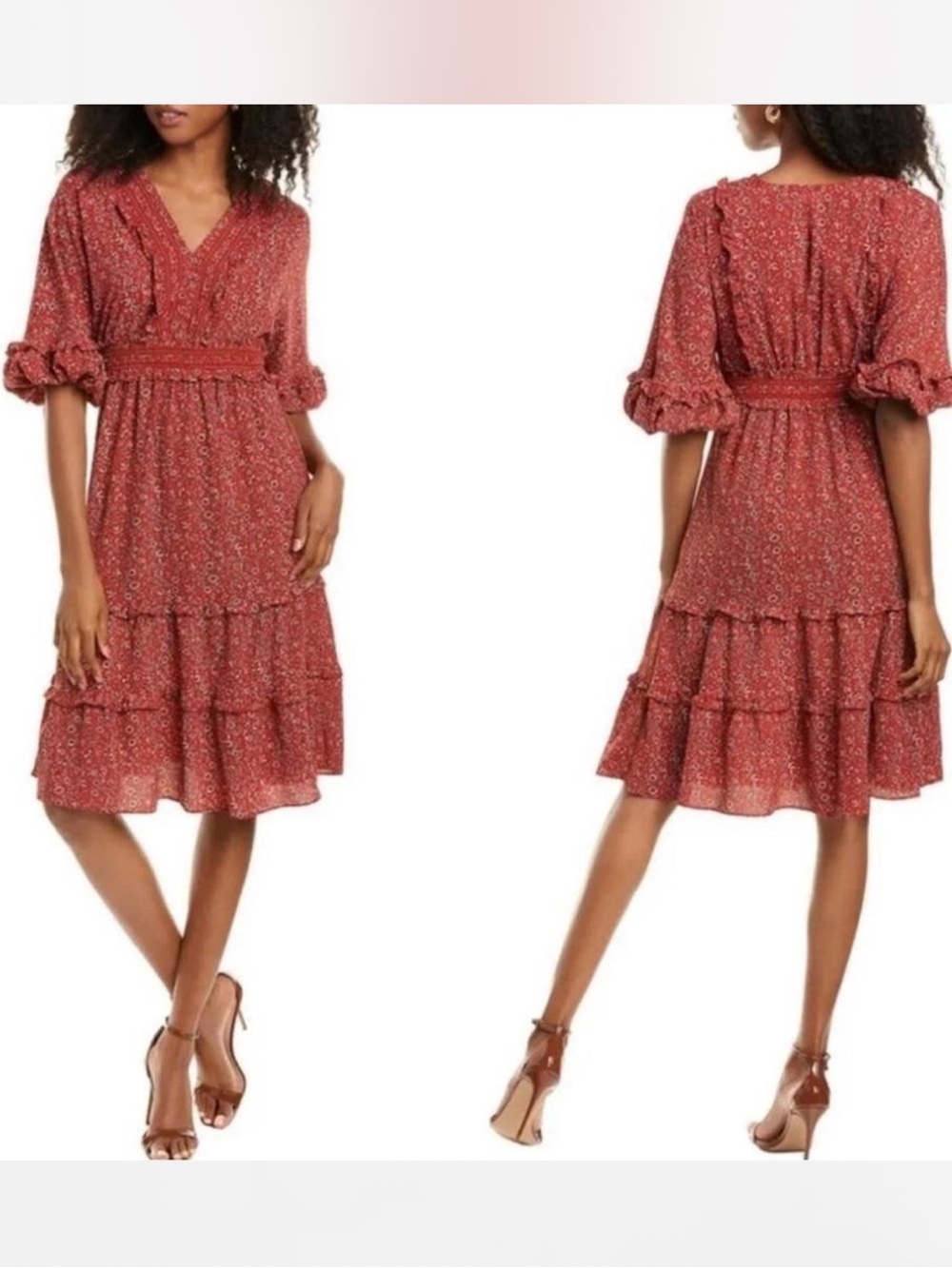 STUNNING LIKE NEW Max Studio Floral Ruffle Tiered Midi Dress